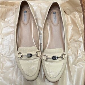 Cream Loafers with Metal Detail